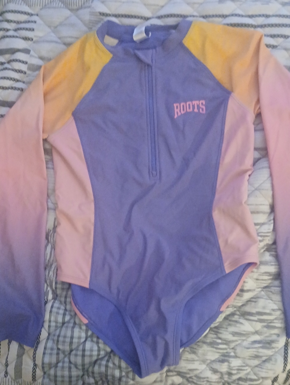 Roots Girls' Purple, Pink & Yellow Long-Sleeve One-Piece